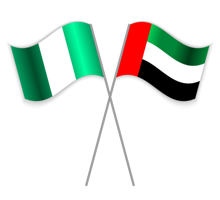 Nigerian,And,Emirian,Crossed,Flags.,Nigeria,Combined,With,United,Arab