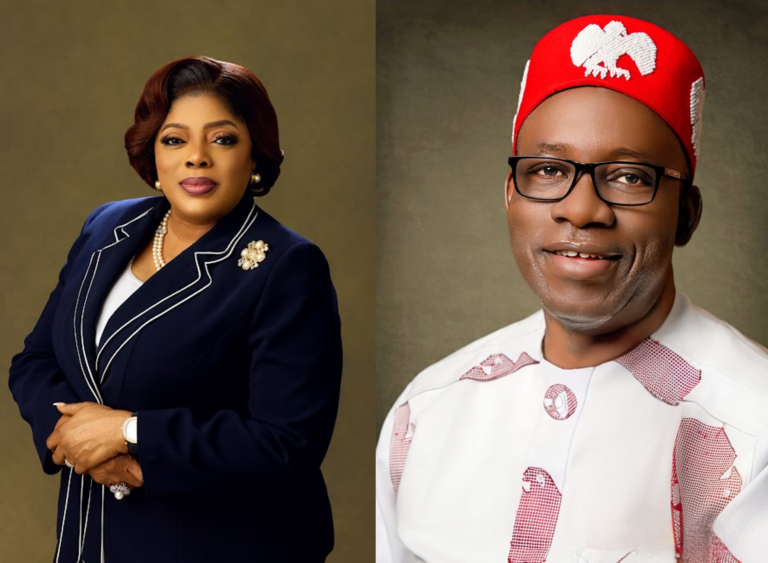 Dr Nneka Onyali-Ikpe and Governor Charles Soludo