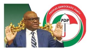 PDP Crisis Deepens as Wike’s Faction Installs New Executives in Oyo, Bayelsa, and Ekiti